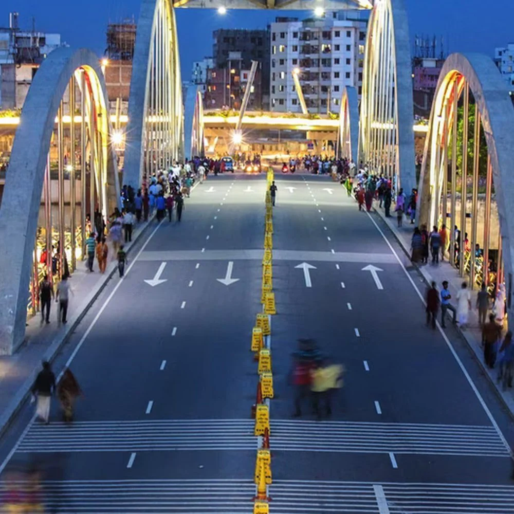 Bridge and city view in Dhaka, Bangladesh